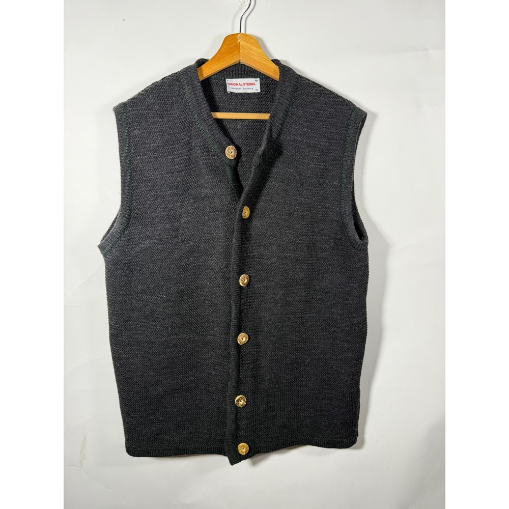 Original Steindl‎ Mens Knit Vest Cardigan Style Charcoal Gray XL Button Front